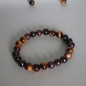 Tiger's Eye and Garnet Stretch Bracelet